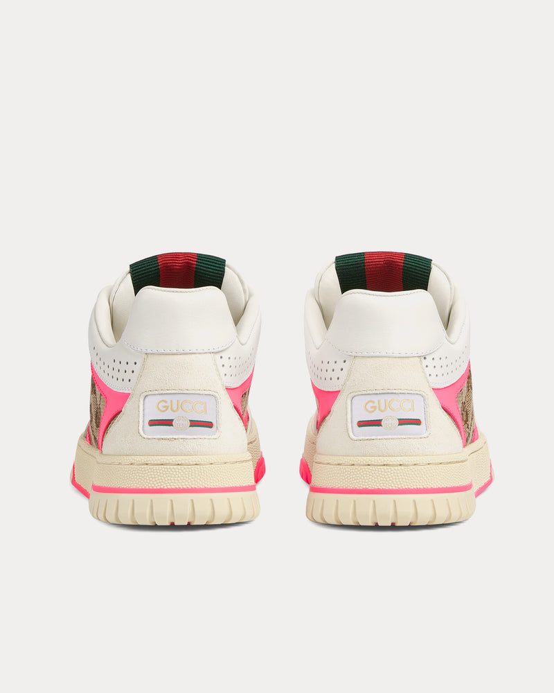 Gucci Re-Web Leather with Original GG Canvas White / Pink Low Top Sneakers - 3