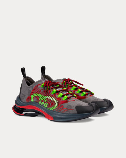 Gucci Run Technical Fabric Grey / Green Low Top Sneakers - 3