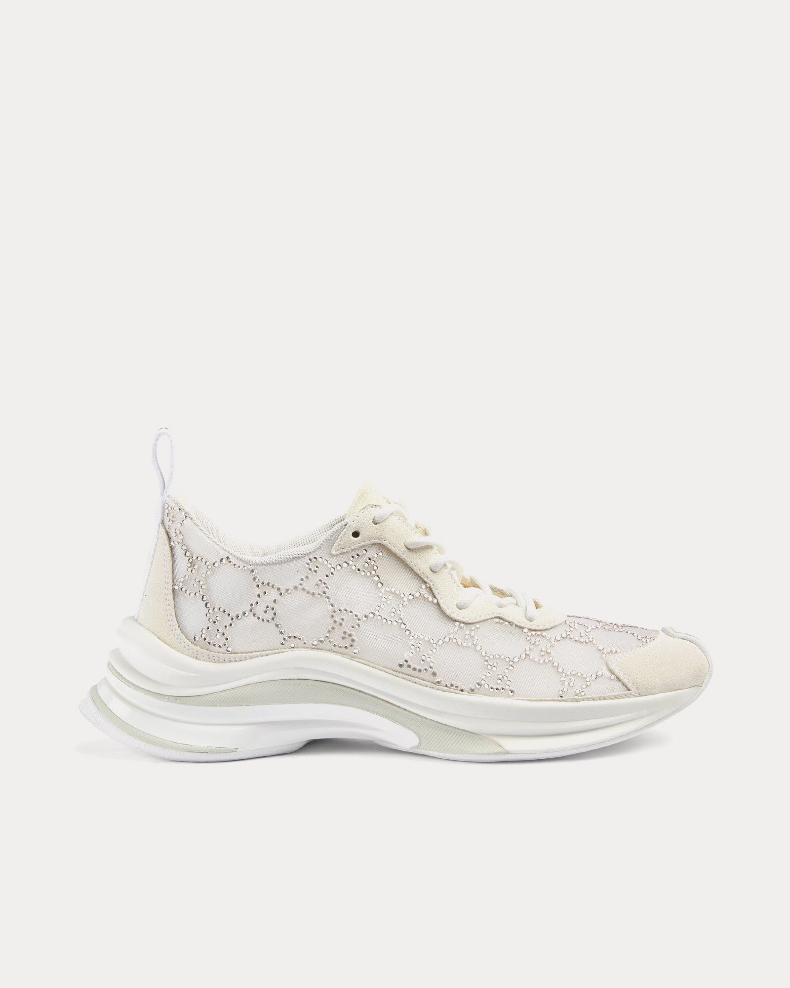 Mesh Sneakers Gucci Tennis Shoes With Rhinestones Gucci White