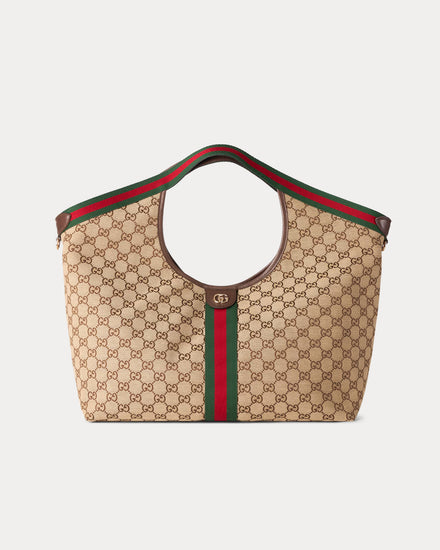 Gucci Gucci Giglio Large Tote Bag in Beige and Brown GG canvas - 1