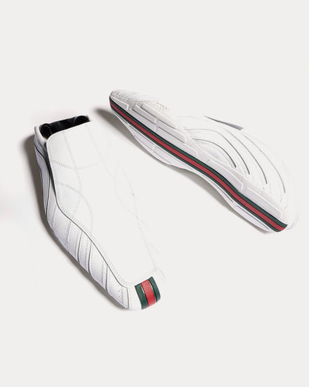 Gucci Primavera Leather with Web Stripe White Slip On Sneakers - 3