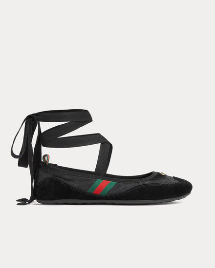 Gucci Shift Ballerina Canvas Black Slip On Sneakers - 1