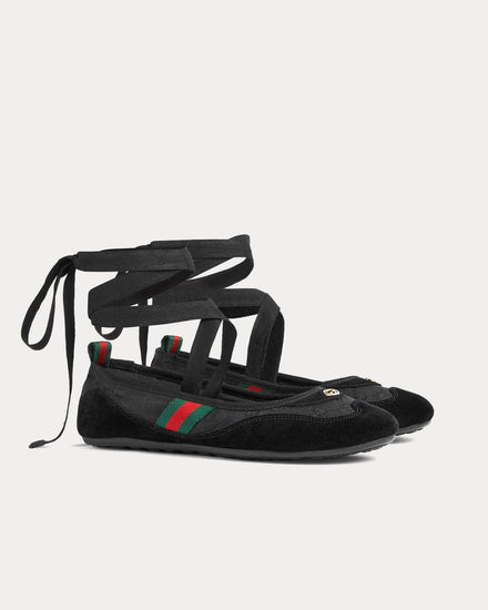 Gucci Shift Ballerina Canvas Black Slip On Sneakers - 3