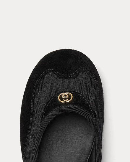 Gucci Shift Ballerina Canvas Black Slip On Sneakers - 5