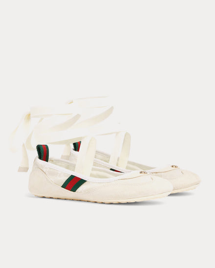 Gucci Shift Ballerina Canvas Off White Slip On Sneakers - 3