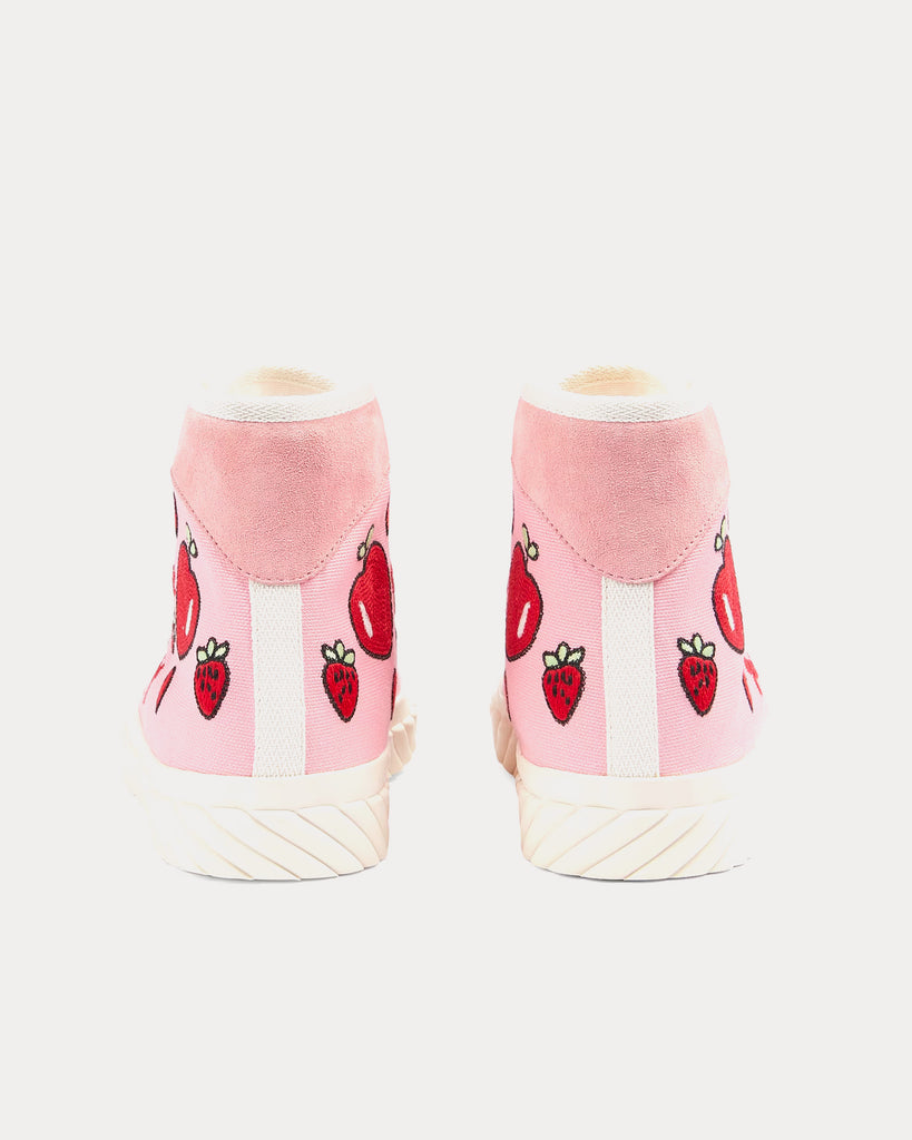 Gucci Heart Star Strawberry Embroidered Canvas Pink High Top