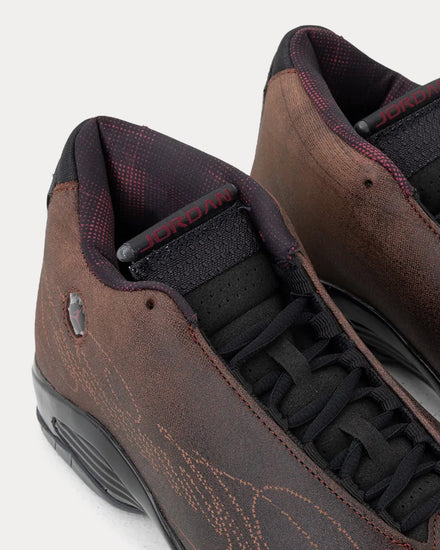 Jordan x Mowalola Air Jordan 14 Retro Black / Burnt Red High Top Sneakers - 5