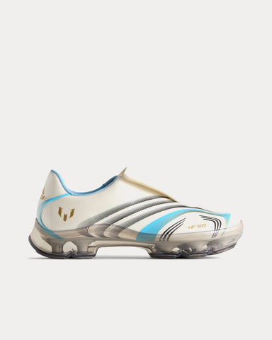 Adidas x Messi x Kith F50 Inframe Off White / Clear Blue / Metallic Gold Slip On Sneakers