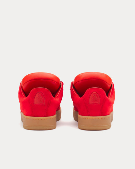 Lanvin x Future Hyper Curb Lite Leather & Suede Poppy Red / Orange Low Top Sneakers - 3