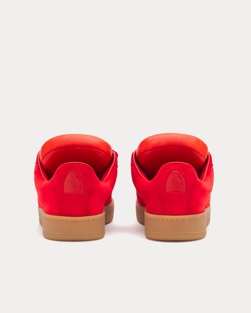 Lanvin x Future Hyper Curb Lite Leather & Suede Poppy Red / Orange Low Top Sneakers - 3