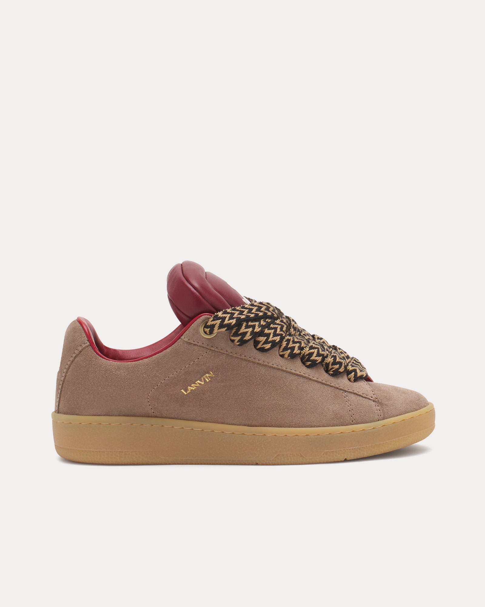 Lanvin x Future - Hyper Curb Lite Leather & Suede Taupe / Red Low Top Sneakers