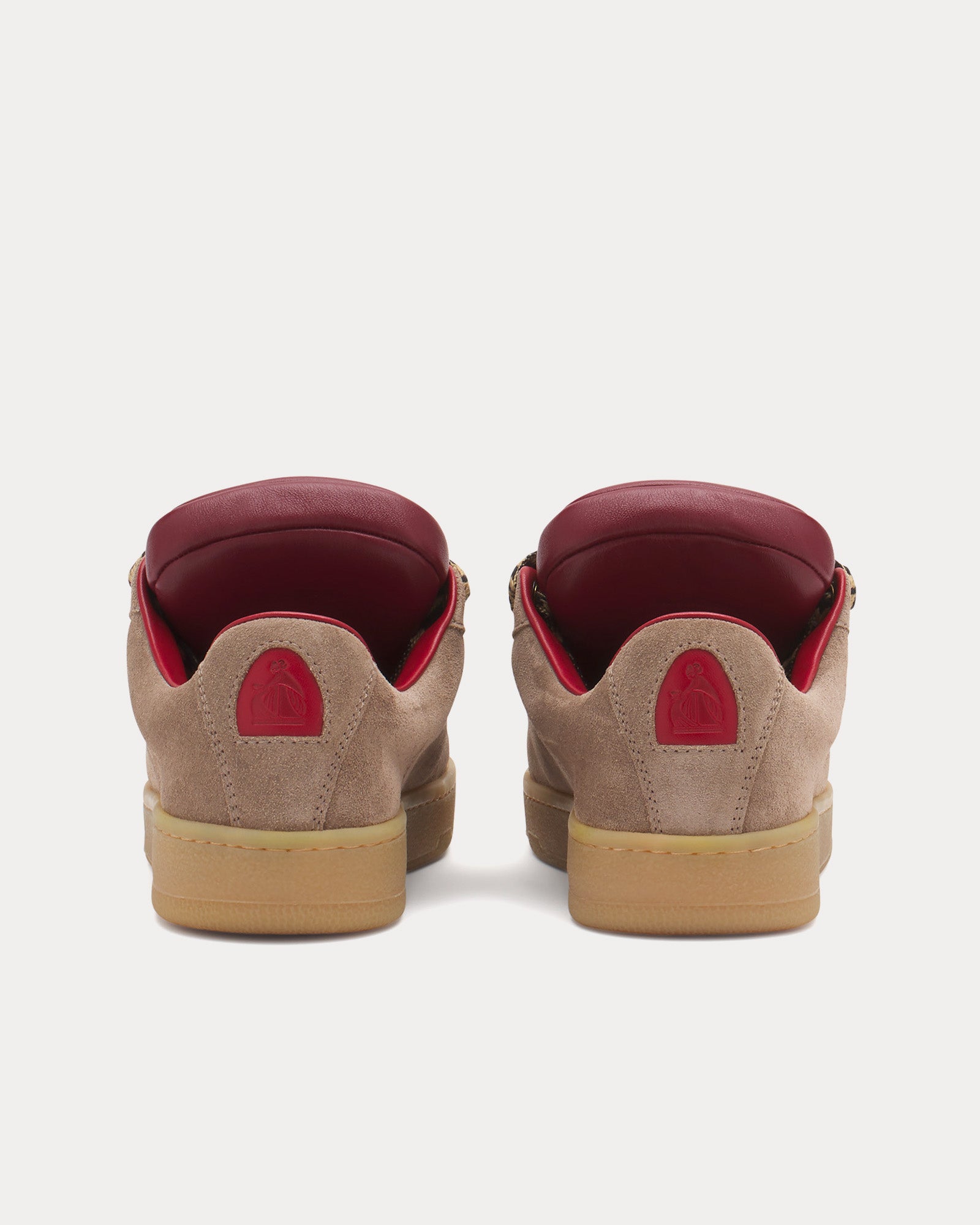 Lanvin x Future - Hyper Curb Lite Leather & Suede Taupe / Red Low Top Sneakers
