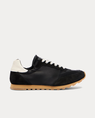 Le Monde Béryl Slim Runner Leather & Suede Black Low Top Sneakers