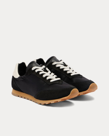 Le Monde Béryl Slim Runner Leather & Suede Black Low Top Sneakers - 2