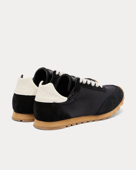 Le Monde Béryl Slim Runner Leather & Suede Black Low Top Sneakers - 3