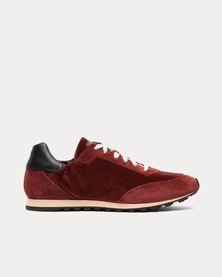 Le Monde Béryl Slim Runner Velvet & Suede Burgundy Low Top Sneakers - 1