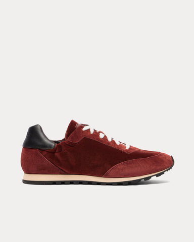 Le Monde Béryl Slim Runner Velvet & Suede Burgundy Low Top Sneakers