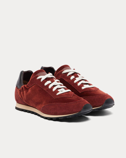 Le Monde Béryl Slim Runner Velvet & Suede Burgundy Low Top Sneakers - 2