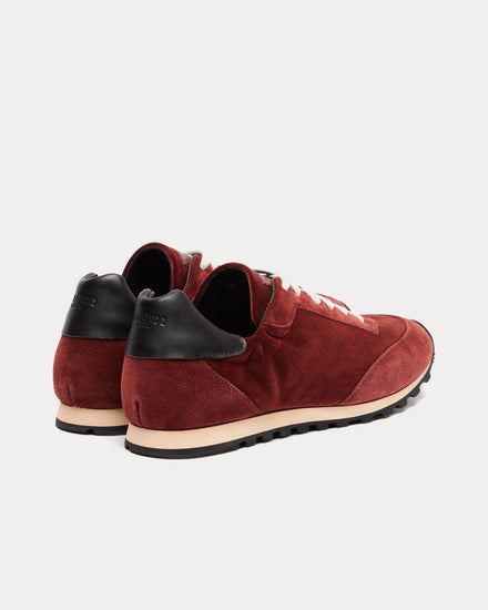 Le Monde Béryl Slim Runner Velvet & Suede Burgundy Low Top Sneakers - 3