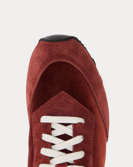 Le Monde Béryl Slim Runner Velvet & Suede Burgundy Low Top Sneakers - 4