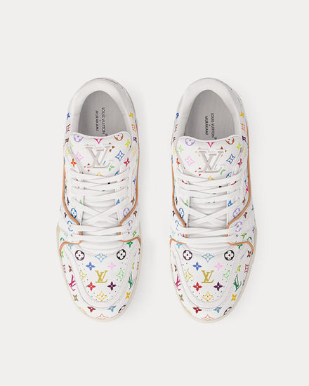 Louis Vuitton x Takashi Murakami LV Trainers Grained Calf Leather White Low Top Sneakers - 2