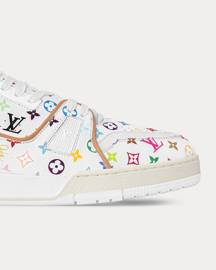 Louis Vuitton x Takashi Murakami LV Trainers Grained Calf Leather White Low Top Sneakers - 5