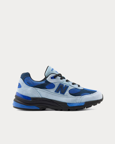 New Balance Made in USA 992 Light Arctic Grey / Black / Blue Gemstone Low Top Sneakers
