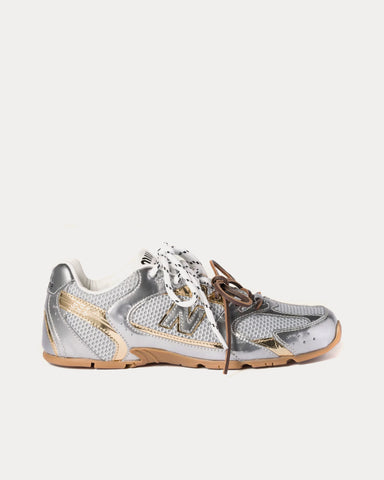 New Balance x Miu Miu 530 SL Metallic Leather & Mesh Silver / Platinum Low Top Sneakers