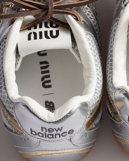 New Balance x Miu Miu 530 SL Metallic Leather & Mesh Silver / Platinum Low Top Sneakers - 4