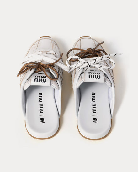 New Balance x Miu Miu 530 SL Deco Calf Leather White Mules - 2
