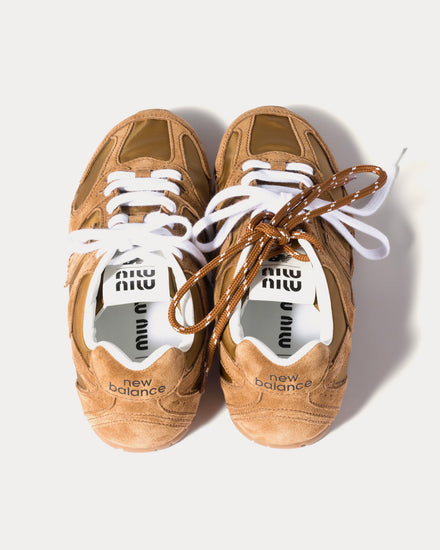 New Balance x Miu Miu 530 SL Technical Fabric & Suede Beige Low Top Sneakers - 4