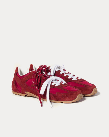 New Balance x Miu Miu 530 SL Technical Fabric & Suede Cerise Low Top Sneakers - 3