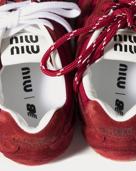 New Balance x Miu Miu 530 SL Technical Fabric & Suede Cerise Low Top Sneakers - 5