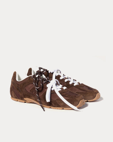 New Balance x Miu Miu 530 SL Technical Fabric & Suede Cocoa Brown Low Top Sneakers - 3