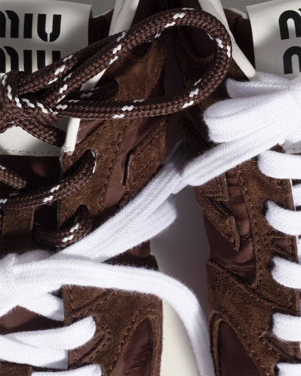 New Balance x Miu Miu 530 SL Technical Fabric & Suede Cocoa Brown Low Top Sneakers - 5