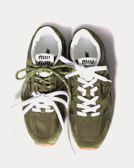 New Balance x Miu Miu 530 SL Technical Fabric & Suede Forest Green Low Top Sneakers - 2