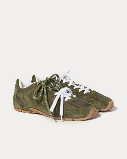 New Balance x Miu Miu 530 SL Technical Fabric & Suede Forest Green Low Top Sneakers - 3