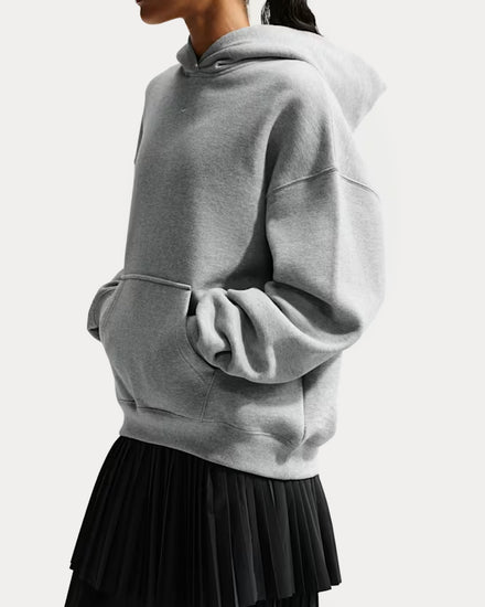 Nike Studio Fleece Dark Grey Heather / Sail Oversized Pullover Hoodie - 2