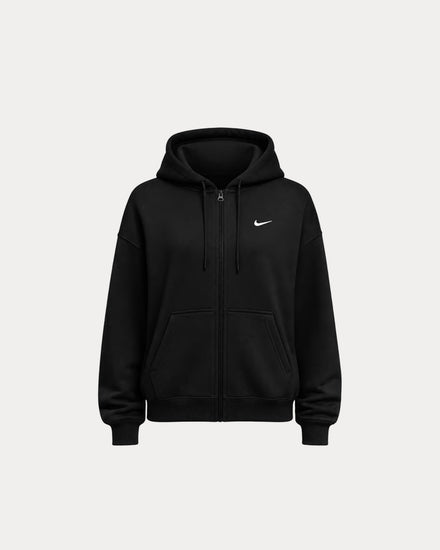 Nike Studio Fleece Total Black / Sail Full-Zip Hoodie - 1