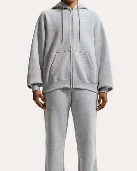 Nike Studio Fleece Dark Grey Heather / Sail Full-Zip Hoodie - 2