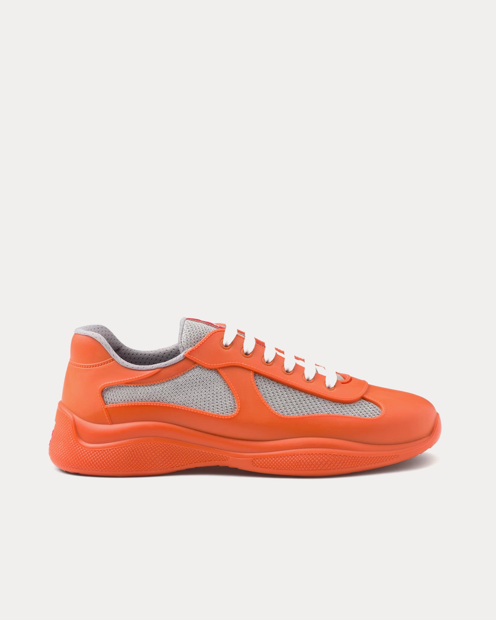 Prada Men's America's Cup Soft Rubber & Bike Fabric Orange Low Top