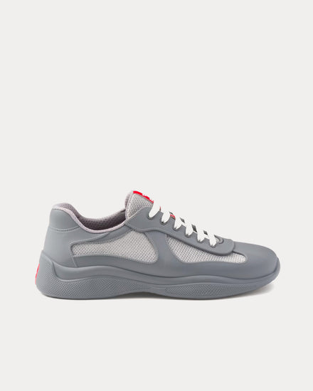 Prada America's Cup Soft Rubber & Bike Fabric Steel Grey Low Top Sneakers - 1
