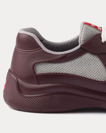 Prada America's Cup Soft Rubber & Bike Fabric Amaranth Red / Maize Yellow Low Top Sneakers - 5