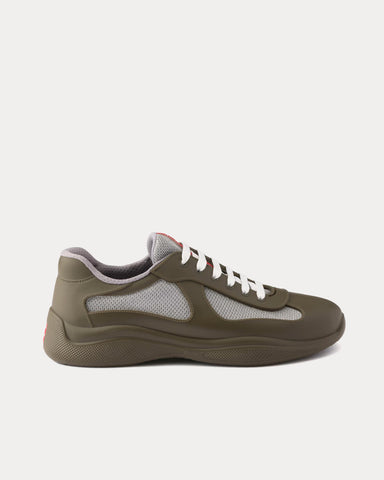 Prada America's Cup Soft Rubber & Bike Fabric Forest Green Low Top Sneakers