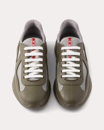 Prada America's Cup Soft Rubber & Bike Fabric Forest Green Low Top Sneakers - 2
