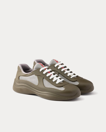Prada America's Cup Soft Rubber & Bike Fabric Forest Green Low Top Sneakers - 3