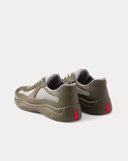 Prada America's Cup Soft Rubber & Bike Fabric Forest Green Low Top Sneakers - 4