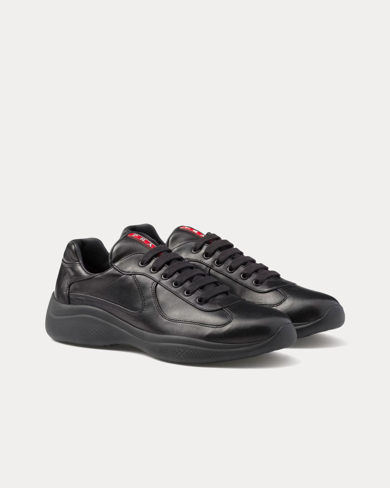 Prada America’s Cup Nappa Leather Black Low Top Sneakers - 3
