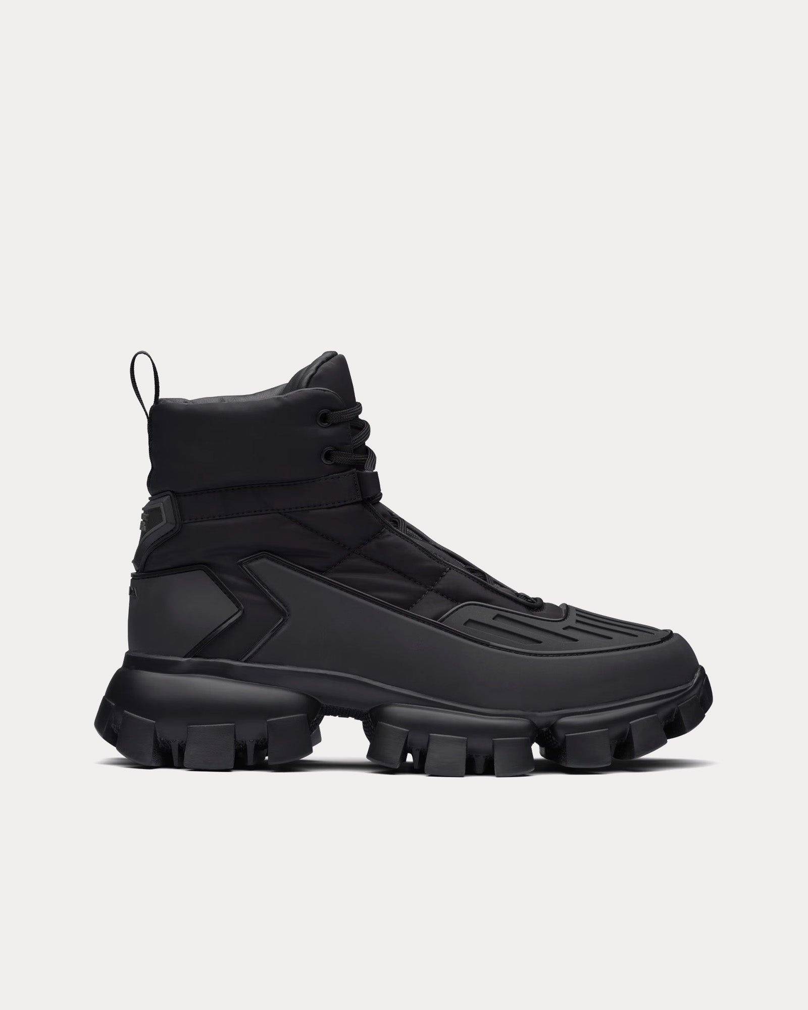 靴 Prada High Cut Sneaker Prada Men's Cloudbust Thunder Technical Fabric Black High Top Sneakers