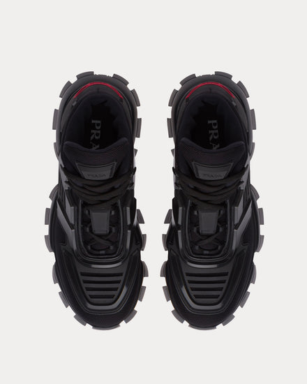 Prada Cloudbust Thunder Knit Fabric Black High Top Sneakers - 2